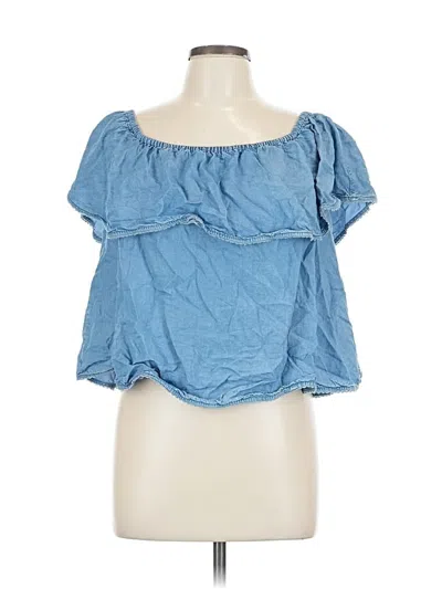 Pre-owned Rebecca Minkoff Short Sleeve Top Blue Strapless Neckline Tops