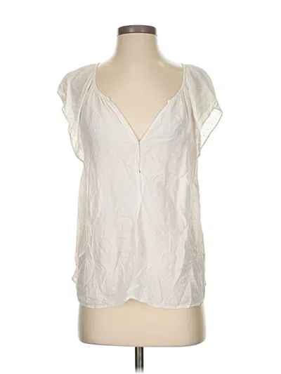Pre-owned Velvet By Graham & Spencer Short Sleeve Blouse In White