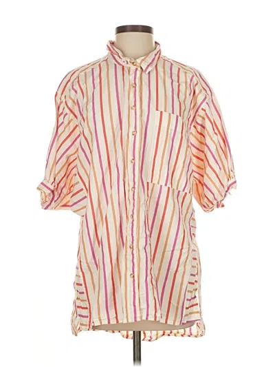 Pre-owned Pilcro 3/4 Sleeve Button Down Shirt In Pink