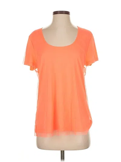 Pre-owned Dkny Short Sleeve Top Orange Scoop Neck Tops