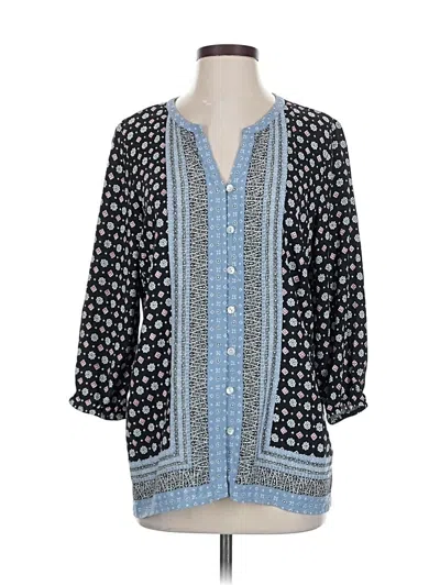 Pre-owned Jjill 3/4 Sleeve Blouse In Blue