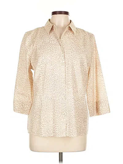 Pre-owned Chico's 3/4 Sleeve Button Down Shirt In Brown