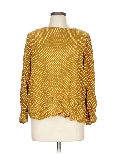 Pre-owned Ann Taylor Loft Long Sleeve Blouse In Gold