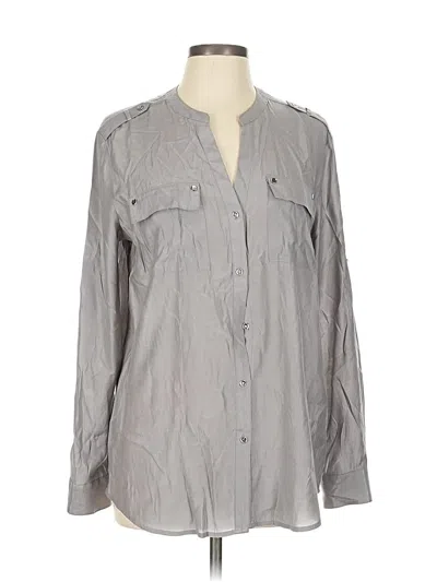 Pre-owned Charter Club Long Sleeve Blouse In Gray
