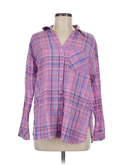 Pre-owned Jjill Long Sleeve Button Down Shirt In Pink