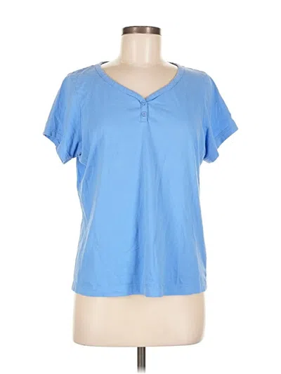 Pre-owned L.l.bean Short Sleeve Top Blue V Neck Tops