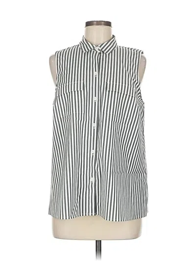 Pre-owned Jjill Sleeveless Button Down Shirt In White