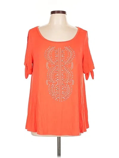 Westport Short Sleeve Top Orange Keyhole Neckline Tops In Gold