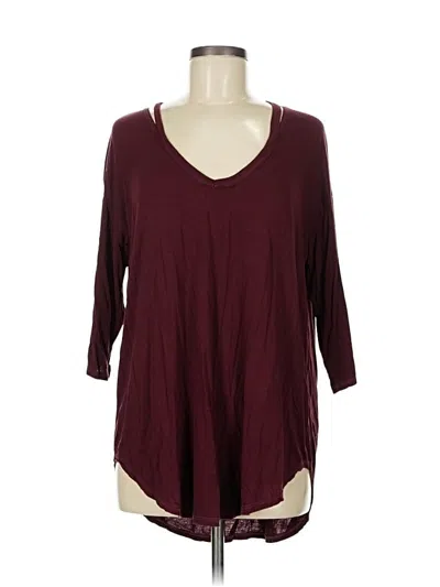 Pre-owned Michael Stars 3/4 Sleeve T-shirt In Burgundy