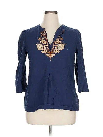 Pre-owned Unbranded 3/4 Sleeve Blouse In Blue