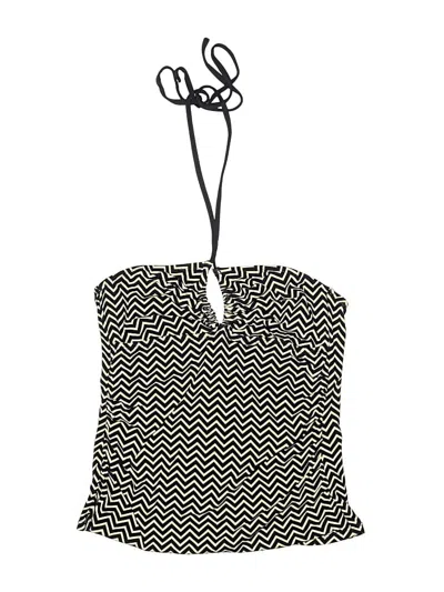 Pre-owned Liz Claiborne Swimsuit Top Black Chevron/herringbone Pattern Swimwear