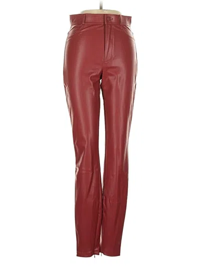 Zara Faux Leather Pants In Burgundy