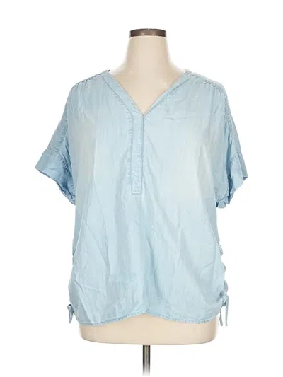Pre-owned Chico's Short Sleeve Blouse In Blue