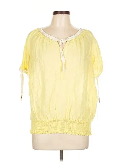 Pre-owned Free People Short Sleeve Blouse In Yellow