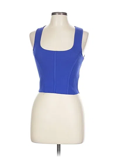 Pre-owned Happily Grey Tank Top Blue Halter Neckline Tops