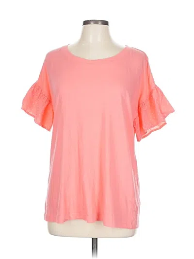 Pre-owned Ann Taylor Loft Short Sleeve Top Pink Cold Shoulder Neckline Tops