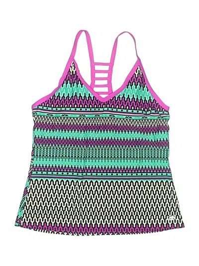 Pre-owned Zeroxposur Swimsuit Top Purple Chevron/herringbone Pattern Swimwear