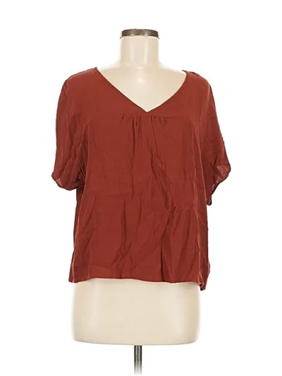 Pre-owned Madewell Short Sleeve Blouse In Brown
