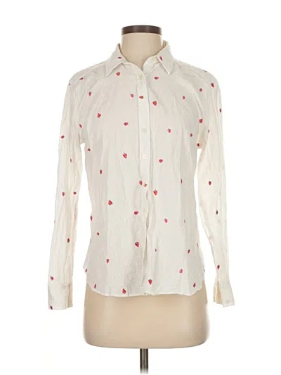 Pre-owned Ann Taylor Loft Long Sleeve Button Down Shirt In White