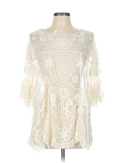 Pre-owned En Creme 3/4 Sleeve Blouse In White