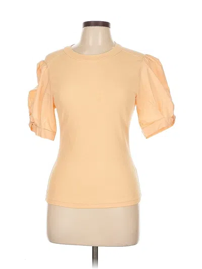 Pre-owned A.l.c Short Sleeve Top Yellow Sweetheart Neckline Tops