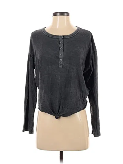 Pre-owned Aerie Long Sleeve Henley Shirt In Gray