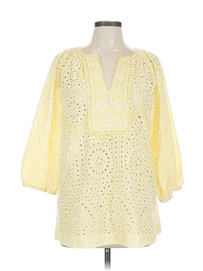 Pre-owned Chico's 3/4 Sleeve Blouse In Yellow