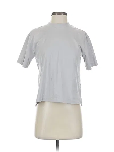 Pre-owned Uniqlo Short Sleeve Top Gray Mock Neckline Tops