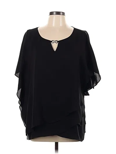 Pre-owned Jm Collection Short Sleeve Blouse In Black