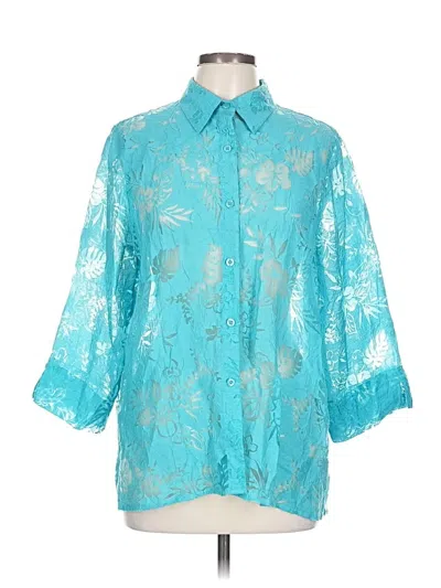 Pre-owned Alfred Dunner 3/4 Sleeve Blouse In Blue