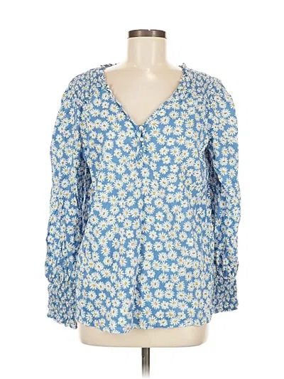 Pre-owned St. John's Bay 3/4 Sleeve Blouse In Blue