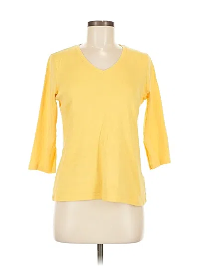 Pre-owned St. John's Bay 3/4 Sleeve Top Yellow Scoop Neck Tops