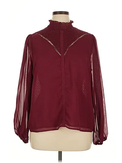 Pre-owned Aqua Long Sleeve Blouse In Burgundy