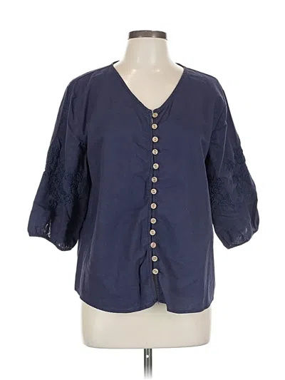 Pre-owned Unbranded 3/4 Sleeve Blouse In Blue