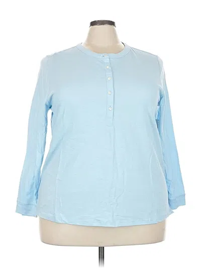 Pre-owned Style & Co 3/4 Sleeve Button Down Shirt In Blue