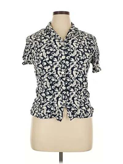 Pre-owned Liz Claiborne Collection Short Sleeve Blouse In White