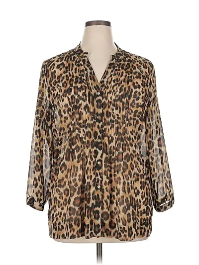 Pre-owned Charter Club 3/4 Sleeve Blouse In Brown