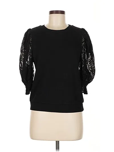 Pre-owned New York And Company 3/4 Sleeve Top Black Boatneck Tops