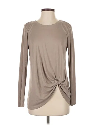 Pre-owned Design Lab Lord & Taylor Long Sleeve Top Tan Crew Neck Tops In Brown