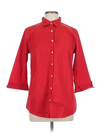 Pre-owned Lands' End 3/4 Sleeve Button Down Shirt In Red