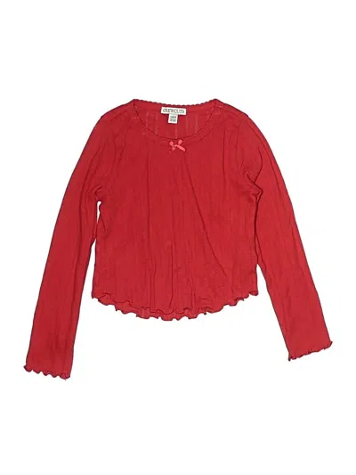 Pre-owned Crewcuts Kids' Long Sleeve Top Red Sweetheart Neckline Tops