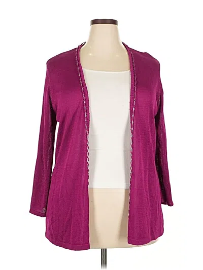 Pre-owned Jones New York Collection Cardigan Sweater In Burgundy