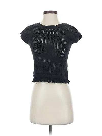 Pre-owned Catherine Catherine Malandrino Short Sleeve Top Black Square Neckline Tops