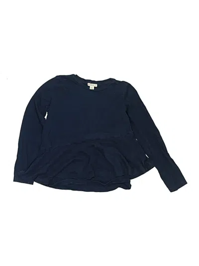 Pre-owned Crewcuts Kids' Long Sleeve Top Blue Crew Neck Tops