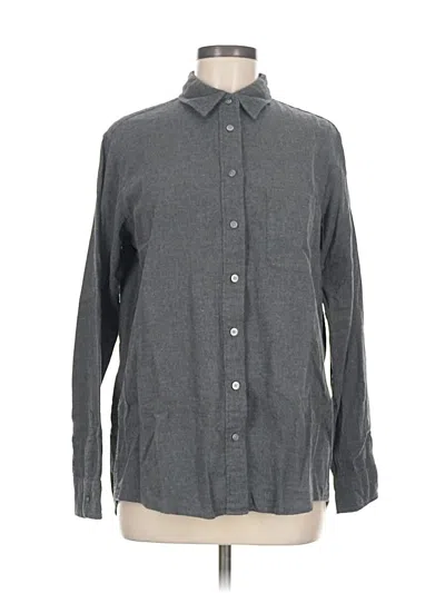 Pre-owned Uniqlo Long Sleeve Button Down Shirt In Gray