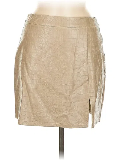 Pre-owned Le Lis Faux Leather Skirt In Brown