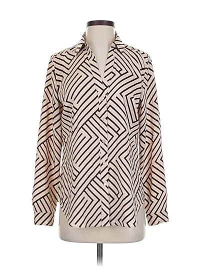 Pre-owned Ann Taylor Long Sleeve Blouse In White