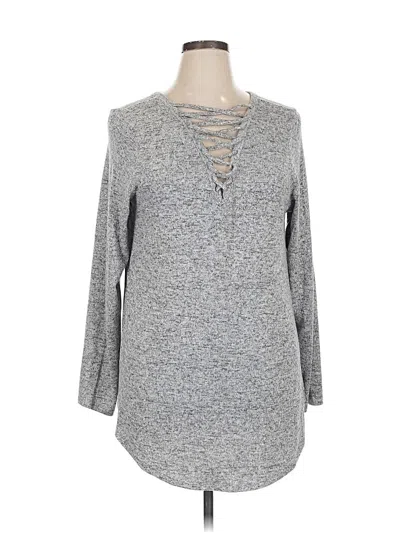 Pre-owned Torrid Long Sleeve Top Gray Keyhole Neckline Tops