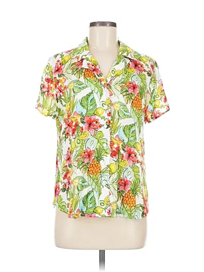 Pre-owned Chico's Short Sleeve Blouse In Green