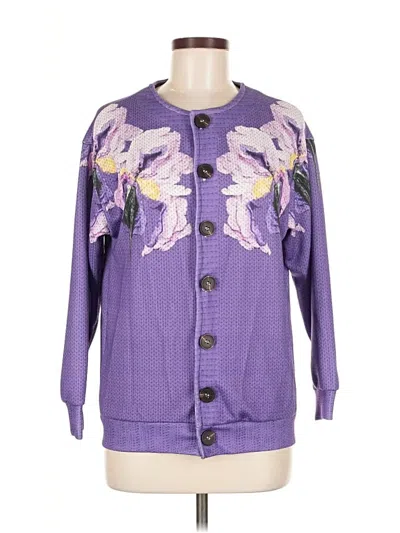 Pre-owned Unbranded Cardigan Sweater In Purple